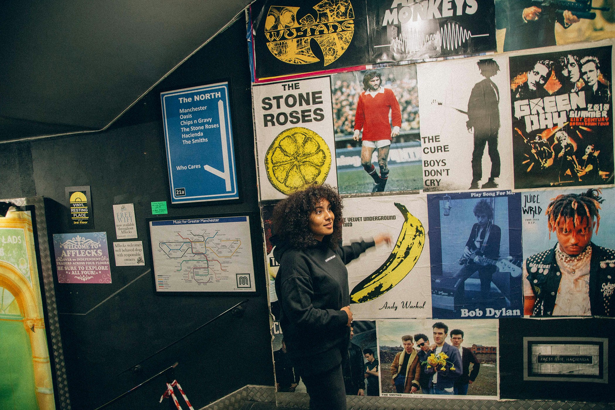 Fearon in the labyrinth that is the Northern Quarter’s Afflecks Palace. Photos by Diogo Lopes.